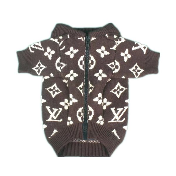 Chewy V Brown Zip-up Sweater