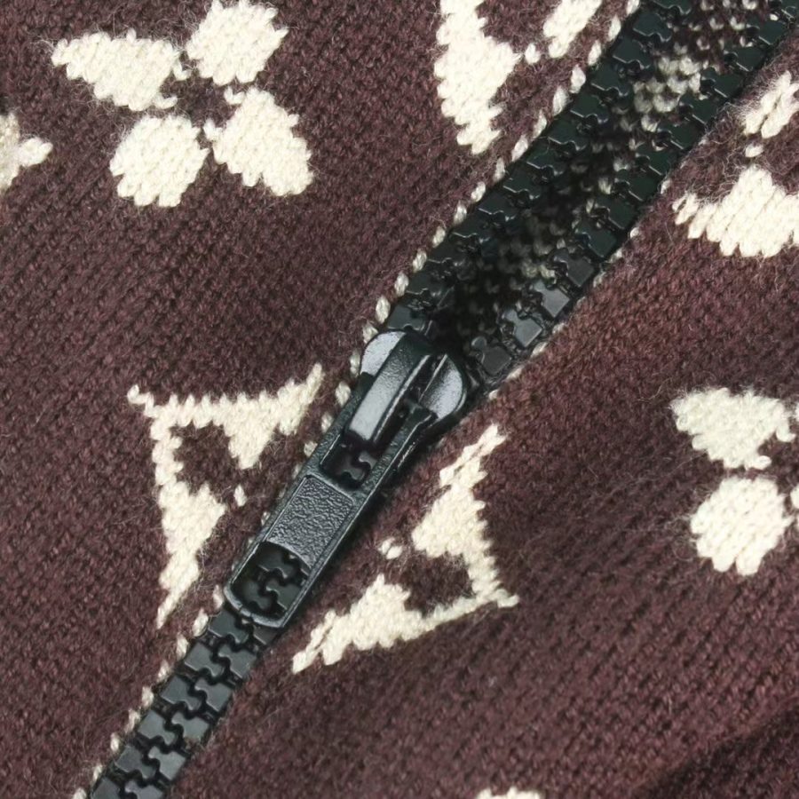 Chewy V Brown Zip-up Sweater - Image 3