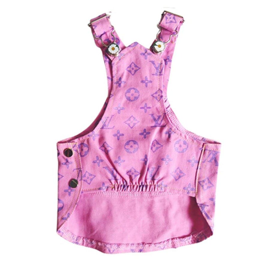 Chewy V Denim Overalls Hype Pups designer dog clothes.