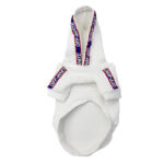 Woof-White Blue Trim Hoodie Hype Pups designer dog clothes.