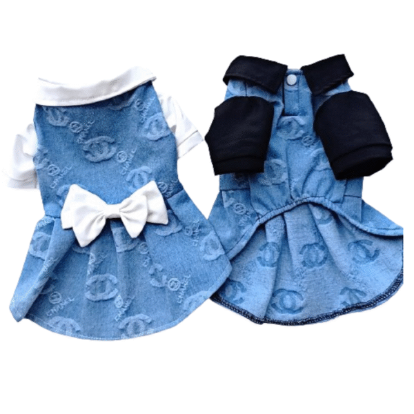 Chewnel Denim Bowtie Dress - Image 2