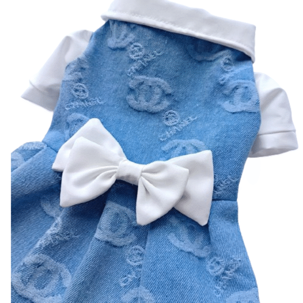 Chewnel Denim Bowtie Dress - Image 4