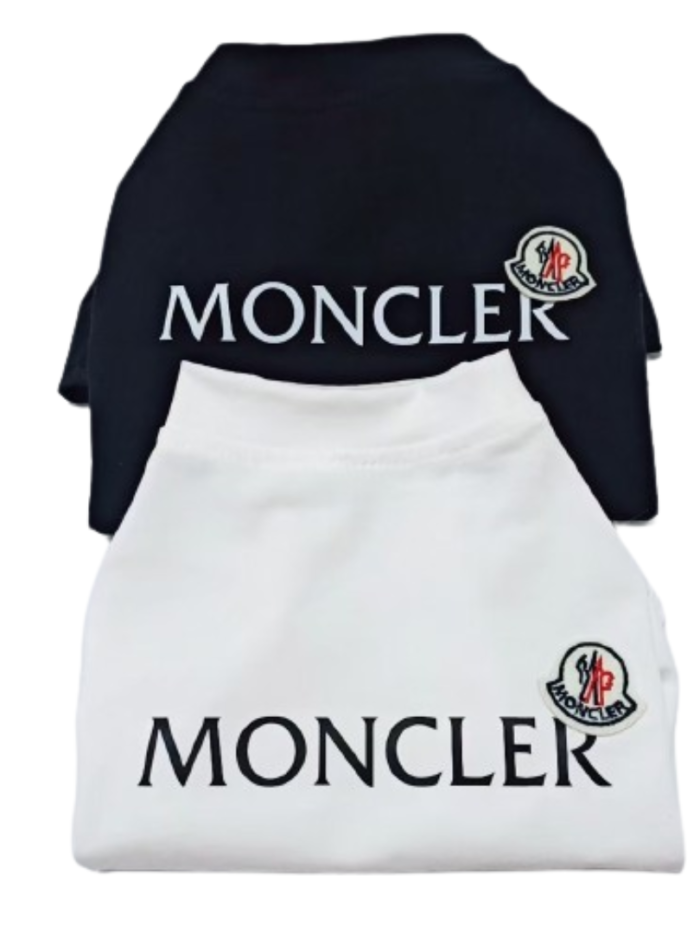 Black and white dog tees with MONCLER branding Moncler style