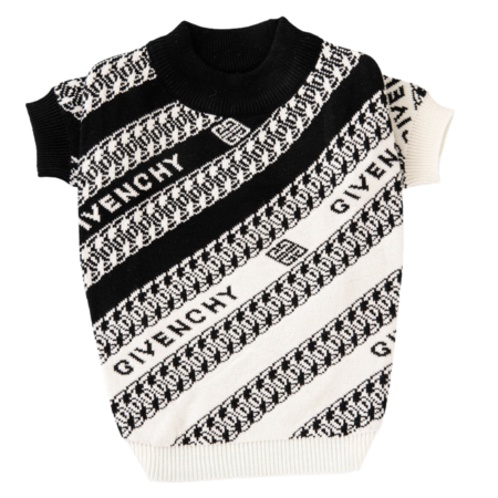 Black and white diagonal monogram dog sweater Givenchy inspired with GIVNCHY lettering