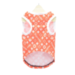 Red Pupreme monogram dog vest front view tank top style Supreme inspired