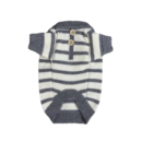 Gray and cream striped dog sweater Ralph Lauren style with button placket detail