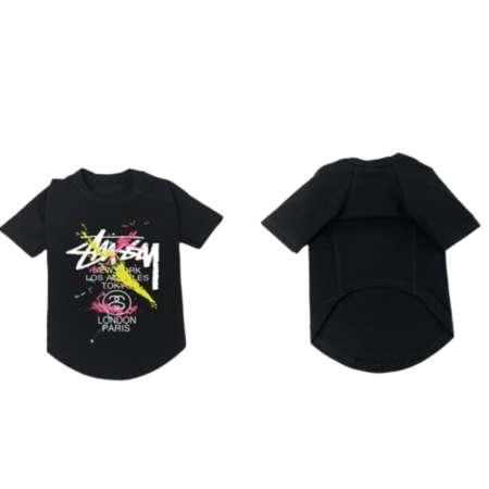 Black dog tee with graffiti city graphics Anti Social Social Club inspired