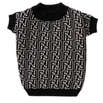 Black FF monogram jacquard dog sweater front view Fendi inspired