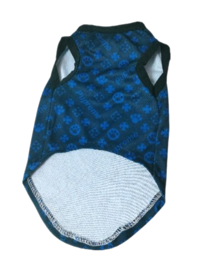 Blue Pupreme monogram dog vest with paw print pattern Supreme inspired
