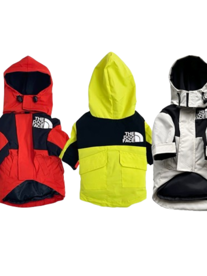 Red and navy TDF windbreaker jacket with mountain logo North Face inspired