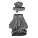Grey waffle-knit dog sweatshirt and hat set Fear of God Essentials inspired matching outfit