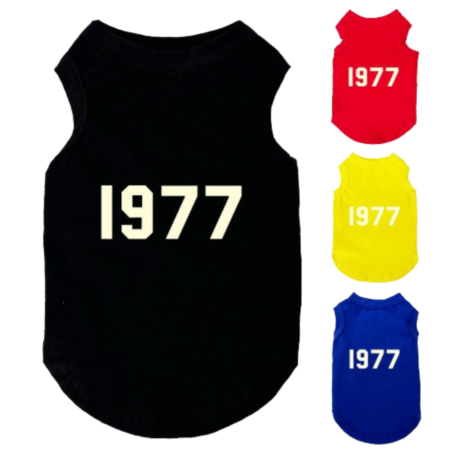 Black sleeveless dog jersey with white 1977 print Fear of God inspired