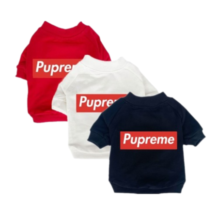 Red Pupreme box logo dog sweater with ribbed collar and cuffs Supreme inspired