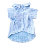 Light blue oblique print dog shirt with button closure and curved hem Dior style