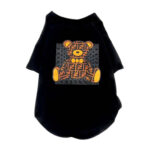 Furdi bear graphic dog tee flat lay showing brown and orange FF monogram pattern inspired by Fendi