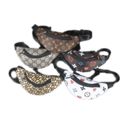 Five Chewy V monogram fanny packs in different colorways Louis Vuitton inspired