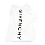White cotton dog tee with vertical black GIVENCHY logo Givenchy inspired