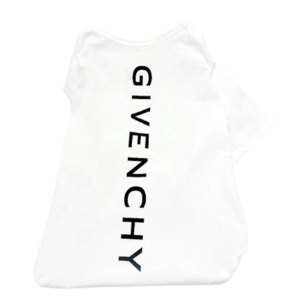 White cotton dog tee with vertical black GIVENCHY logo Givenchy inspired