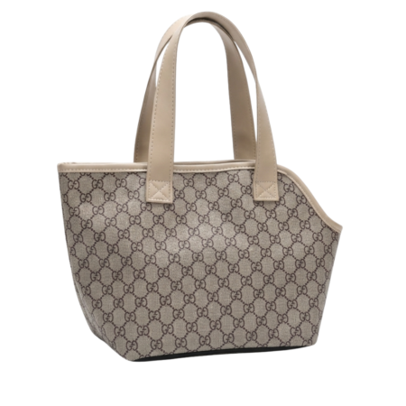 Khaki monogram dog handbag carrier with leather handles inspired by Louis Vuitton