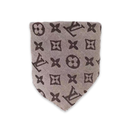 Brown triangle bandana with Chewy V monogram print inspired by Louis Vuitton
