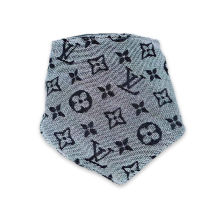 Blue triangle bandana with Chewy V monogram print inspired by Louis Vuitton