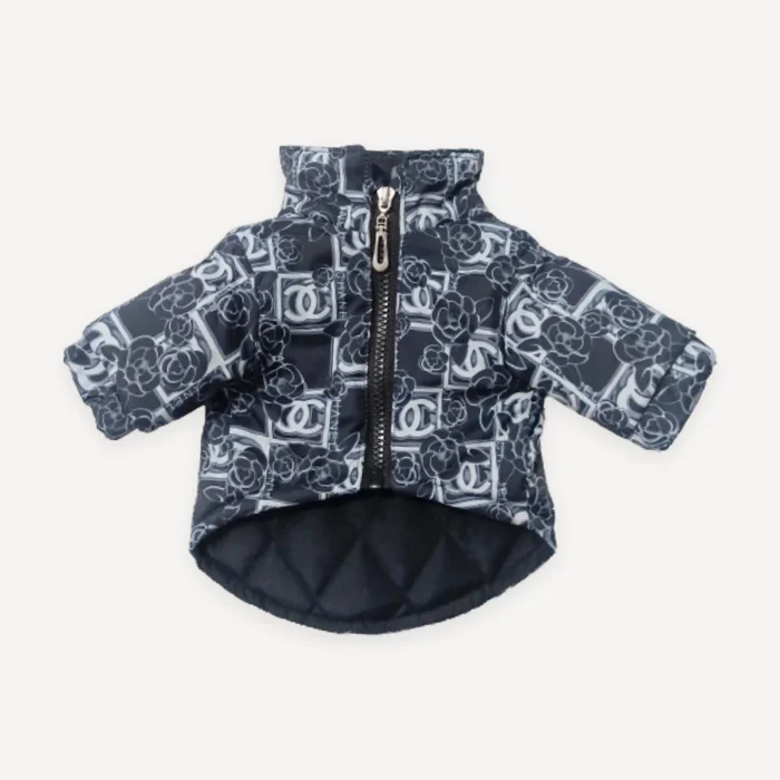 Rose Print dog puffer inspired by Chanel