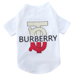 White dog tee with BURBERRY wordmark and TB logo detail Burberry style crew neck