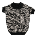 Black knit dog sweater with all-over white Pawlenciaga logo repeat pattern Balenciaga inspired