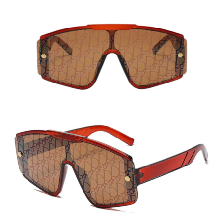 Brown/tan Dogior oblique pattern dog sunglasses with gold accent details