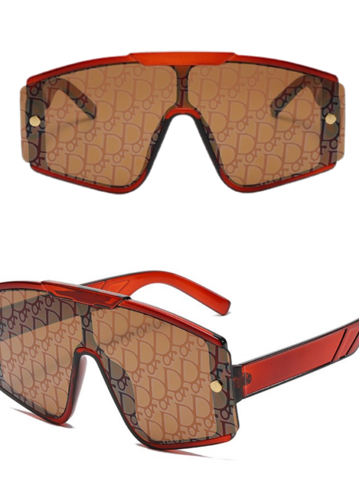 Brown/tan Dogior oblique pattern dog sunglasses with gold accent details
