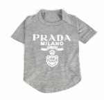 Gray heather Pawda Milano dog tee with white designer logo print
