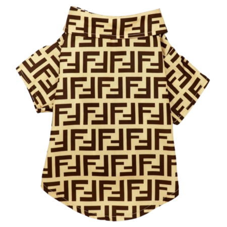 Khaki and brown FF monogram dog polo shirt Fendi style classic collar