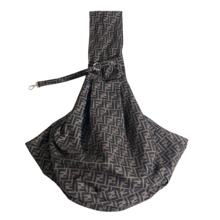 Brown FF monogram pattern dog sling carrier Fendi inspired with cross-body design
