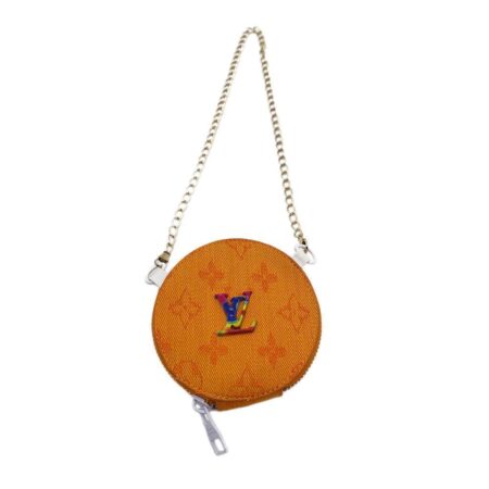 Orange monogram crossbody bag with chain strap Louis Vuitton inspired dog accessory