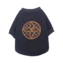Black crewneck dog sweatshirt with Louis Vuitton inspired monogram circle patch on back