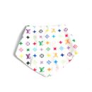 White triangle dog bandana with multicolor Louis Vuitton inspired V monogram print