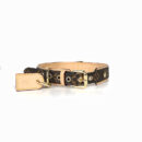 Brown monogram dog collar with tan leather trim Louis Vuitton style gold buckle