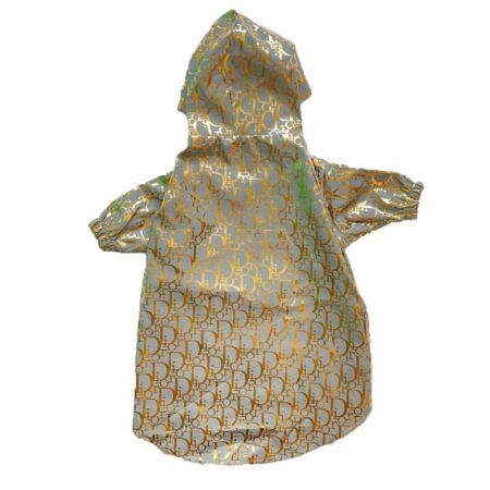 Silver reflective dog jacket Dogior oblique pattern back view with hood