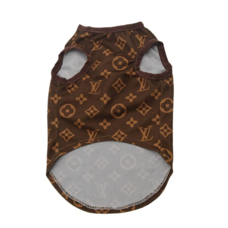 Brown monogram sleeveless dog tank top Louis Vuitton inspired with V pattern print