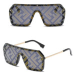 Green gradient dog sunglasses with F pattern monogram Fendi style design
