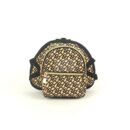 Brown monogram dog backpack Burberry style with adjustable straps front view