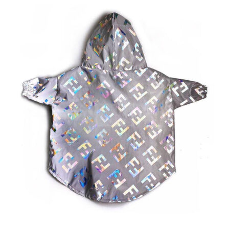 Gray reflective windbreaker with FF monogram pattern on back view
