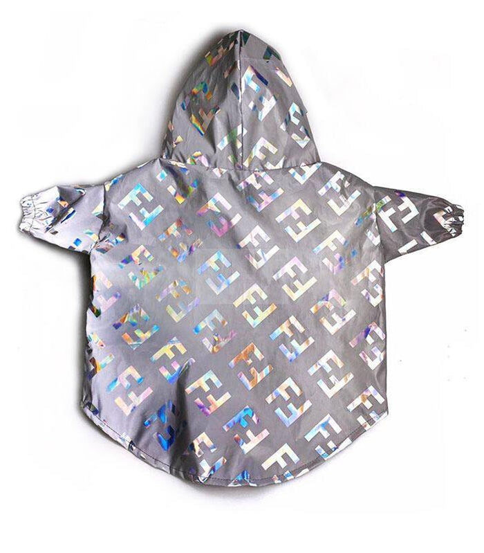 Gray reflective windbreaker with FF monogram pattern on back view