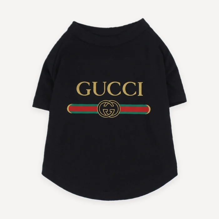 Pawcci Logo Web Stripe dog tee inspired by Gucci view 11