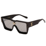 Black designer dog sunglasses with V monogram lenses Louis Vuitton inspired