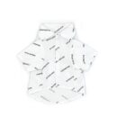 White dog button-up shirt with all-over Balenciaga logo print and classic collar