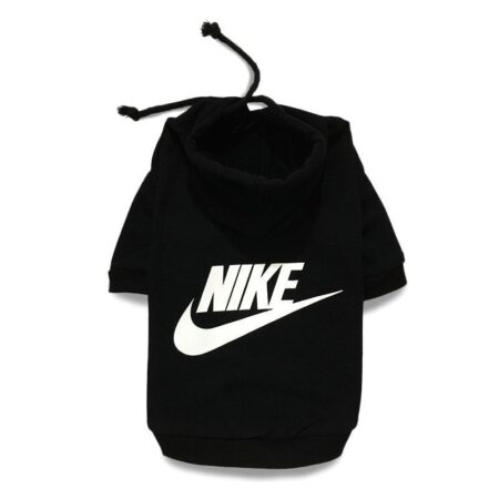 Black dog hoodie with Nike logo and kangaroo pocket back view