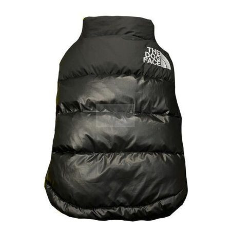 Black TDF puffer vest back view showing quilted construction and sleeveless design