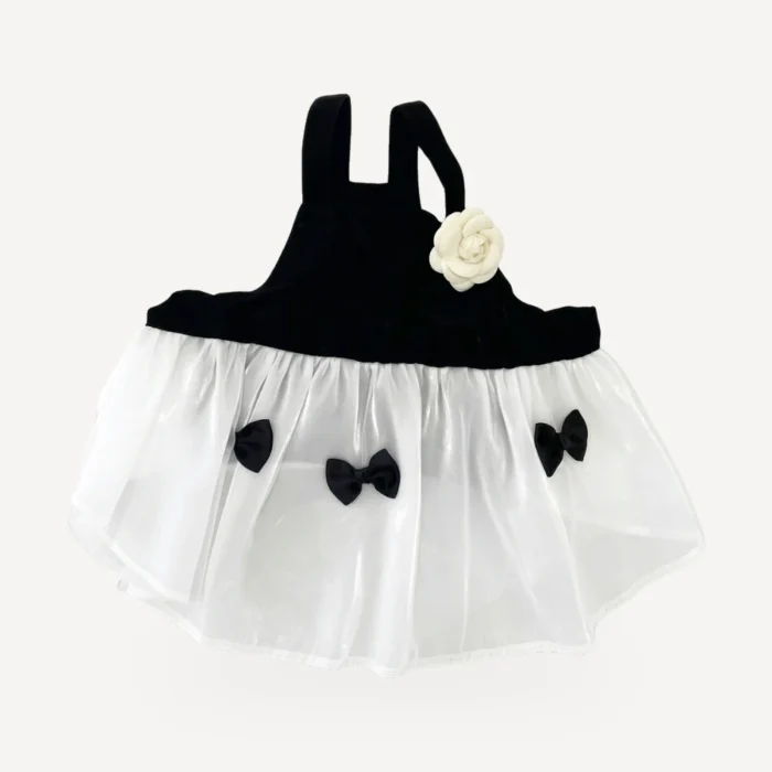 Black Camellia dog dress inspired by Chanel view 3
