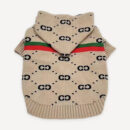 Web Stripe Monogram Knit dog hoodie inspired by Gucci